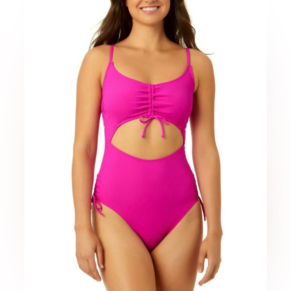 Salt + Cove Pink Ribbed Cinch One-Piece Swimsuit | Juniors